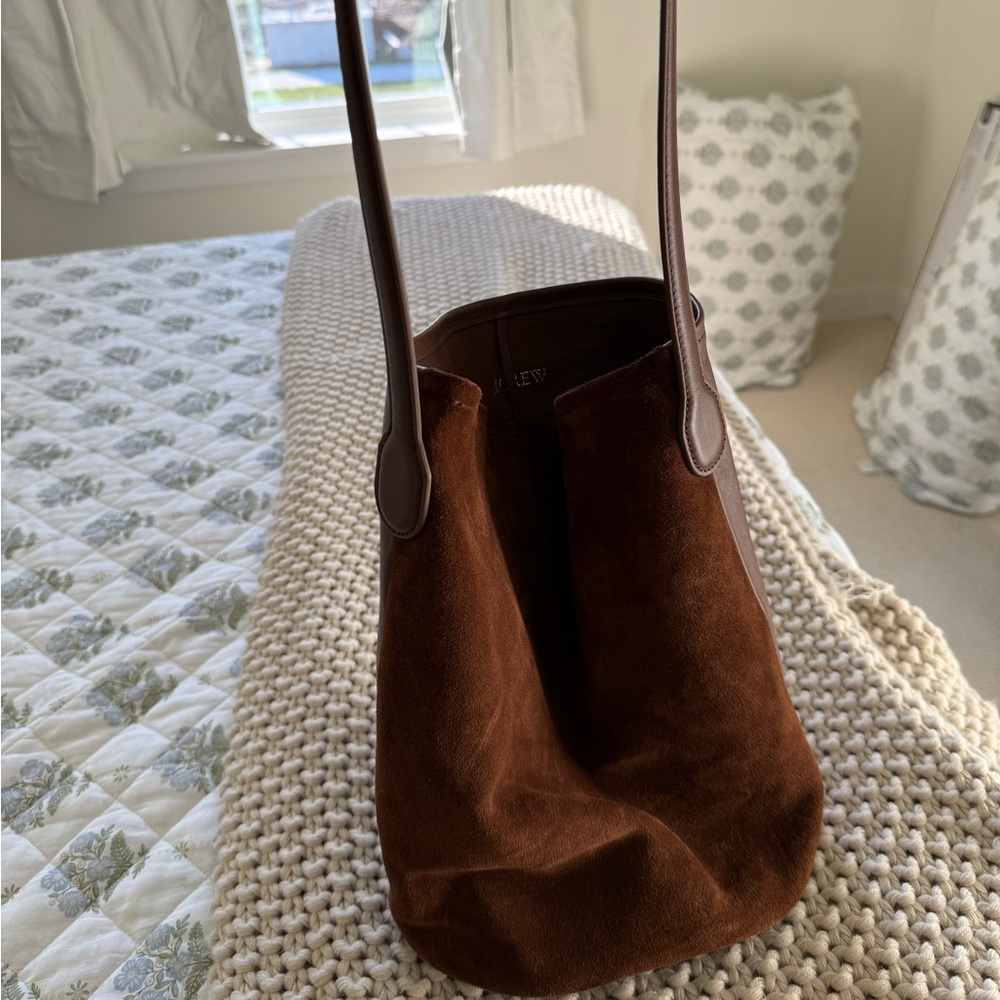 J. Crew Rich Brown Suede Bucket Tote